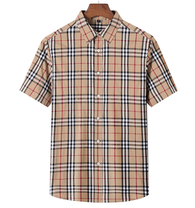 High Quality Custom Blue <strong>Check</strong> Professional Casual <strong>Short</strong> <strong>Sleeve</strong> <strong>Men's</strong> Clothing Plaid <strong>Shirts</strong> - Product Image 1