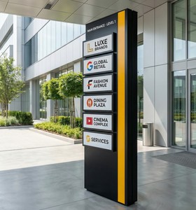 Totem de Sinalização LED Iluminado Personalizado com Estrutura de Alumínio Moderna, à Prova d'Água, para Exteriores, com Suporte de Chão para Imobiliárias e Sinalização de Edifícios - Product Image 1