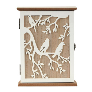 Boîte de rangement pour clés en bois en forme d'oiseau blanc, objet décoratif mignon pour les chambres et la décoration de la maison, porte-clés mural pour voiture. - Product Image 5