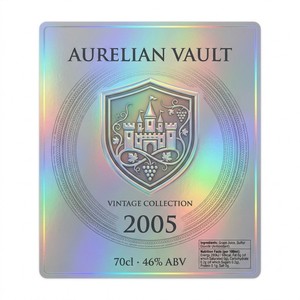 Étiquettes de vin holographiques personnalisées haut de gamme anti-contrefaçon, écologiques et imperméables en papier holographique pour boissons et objets de collection - Product Image 3