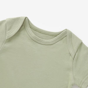 Venta al por mayor de algodón orgánico de manga corta a presión botón regazo hombro bebé mamelucos cortos Body de bebé - Product Image 4