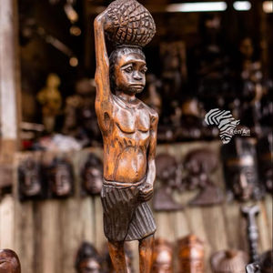 REN ART AFRIKAN SARL ขูดและแกะสลักไม้ด้วยดอกรีดและสิ่วแบบดั้งเดิม มองเห็นรอยตัดแต่งของเครื่องมือ งานฝีมือแท้ที่ควรค่าแก่การชื่นชม - Product Image 1