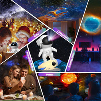 Projecteur d'étoiles fusée astronaute, rotation 360° réglable, LED, 13 disques de films, minuterie USB, lampe ciel étoilé nébuleuse planétarium artistique