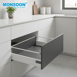 ระบบรางลิ้นชักแบบพับ 3 ตอน ยืดได้เต็มที่ ปิดแบบนุ่มนวล ซ่อนได้ สำหรับครัวทันสมัย  ชุบกัลวาไนซ์ เหมาะสำหรับห้องรับประทานอาหาร ห้องนอน โรงแรม - Product Image 1