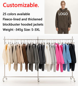 Sudadera con Capucha para Hombre, Forro Polar Grueso de 345g, Algodón, Holgada, Lisa, Antibolitas, Transpirable, Estilo Urbano - Product Image 1