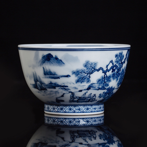 Zhong's fornace tazza da tè in ceramica Jingdezhen Kung Fu Set da tè Chai forno tazza blu e <span class=keywords><strong>bianca</strong></span> tazza di <span class=keywords><strong>porcellana</strong></span> dipinta a mano con confezione regalo - Product Image 4