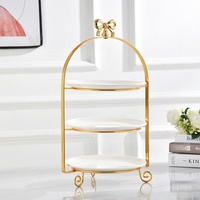 Décoration de mariage, cage à oiseaux en fer doré, support à gâteau de luxe à 2 ou 3 étages en céramique pour buffet d'hôtel
