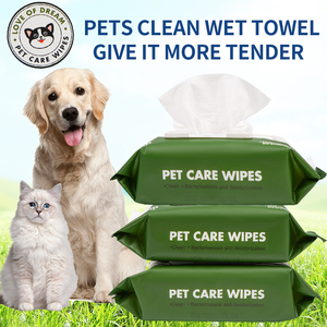 100 pièces luxe écologique biodégradable chat lingettes humides pour les doigts Logo personnalisé coton biologique Polyester grand sac d'emballage pour chien - Product Image 6