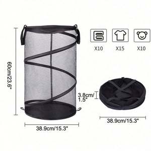 Mesh Folding <b>Laundry</b> <b>Basket</b> Home Portable Storage <b>Basket</b> Pop up Folding Dirty Clothes <b>Basket</b> - Product Image 4