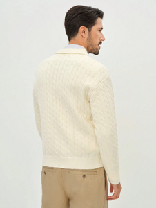 Vintage <strong>Cable</strong> <strong>Knit</strong> <strong>Men's</strong> Sweater Custom Embroidered Logo Pullover Retro Preppy Style <strong>Men's</strong> Knitwear OEM High Quality <strong>Jumper</strong> - Product Image 3