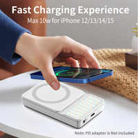 Chargeur magnétique RGB LED Fill Light Compatible avec Mag safe, Batterie externe à anneau collant incluse