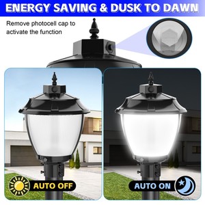 Outdoor <b>Post</b> <b>Light</b> Fixture Dusk to Dawn Modern Exterior Pillar Lantern Waterproof Outside Pole <b>Light</b> for Garden, Backyard, Court - Product Image 4