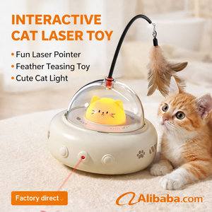 Akıllı Elektrikli Kedi Oyuncağı Otomatik Lazer Tüy Oyun Çubuğu Çevre Dostu Evcil Hayvan Oyuncağı Sıkıntı Giderici - Product Image 1