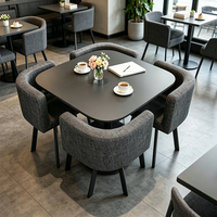 Juego de Mesa de Comedor Ovalada de Madera Negra de Estilo Nórdico Moderno y Minimalista para Interiores, con 4 Sillas, para el Hogar