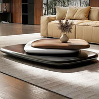 Table basse rotative en bois massif de noyer, design créatif, moderne et simple, de forme ovale, pour salon