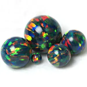 Green Color Smooth Ball Synthetic Opal Beads Stone
