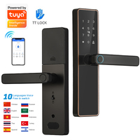 En gros Smart TTLock En Aluminium Manche En Bois Électronique Biométrique D'empreinte Digitale Mot De Passe Carte Code Serrure Numérique Cloud Tuya App