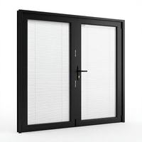 Porte extérieure à battant en aluminium à double vitrage, avec verre à lamelles trempé, étanche, à rupture de pont thermique, insonorisée, durable et sécurisée