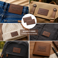 Étiquette en cuir gaufré écologique personnalisée, patch en cuir véritable à revers, bordure découpée au laser et cousue pour jeans, vestes, sacs et marques