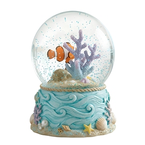 Globo di Neve Natalizio Personalizzato con Paesaggio Marino, Corallo e Tartaruga Marina Dipinti a Mano in Resina, Mondo Sottomarino Glitterato - Product Image 4