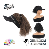 Casquette à visière avec perruque intégrée pour femme, style queue de cheval haute bouclée, broderie personnalisée, pour l'extérieur, vente en gros OEM