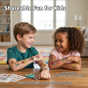 Pegatinas de tatuajes temporales impermeables con diseños de dibujos animados de animales para la cara y el cuerpo de los niños - Product Image 5