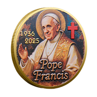 Médaille du pape François, médaille de saint catholique avec impression couleur, cadeau religieux, breloque de chapelet et cadeau de baptême pour les catholiques