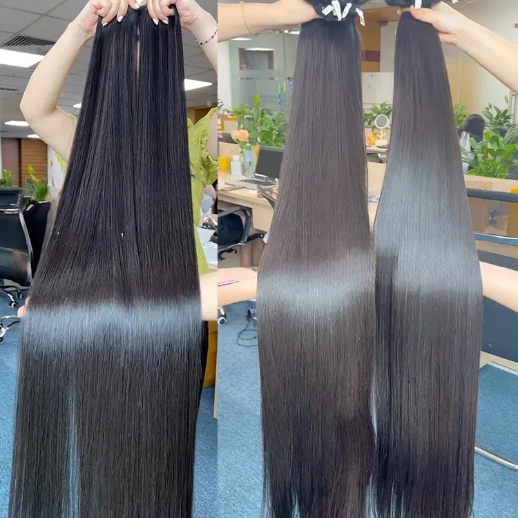 Commercio all'ingrosso indiano vietnamita crudo vergine cuticola allineata a doppio tiraggio fornitore di fascio di capelli umani indiani grezzi