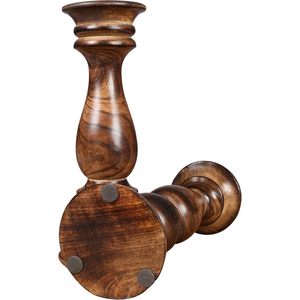 ชุดเชิงเทียนไม้สูงเผาเสร็จแบบชนบทจำนวน2ชิ้น (12 "x4.5") สำหรับตกแต่งบ้านไร่แมนเทิลหรือโต๊ะโคมไฟเทียนไม้ - Product Image 5