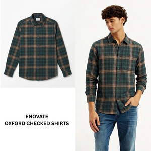 Men Cotton Oxford Checked Shirt Slim Fit Casual Formal Long Sleeve Export Quality Wholesale Apparel - Product Image 1