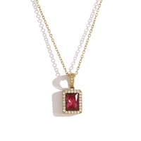 Collier ras du cou minimaliste de style européen et américain avec pendentif carré en zircon pour femme, polyvalent, plaqué or 18 carats