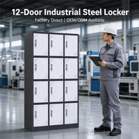 Casier métallique robuste à 12 portes en acier laminé à froid, armoire de rangement pour employés, couleur RAL personnalisée, casier pour personnel de bureau