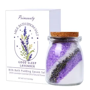 Calm Epsom Salt Relaxing Lavender Rose Flowers Petal Spa Epsom Bath Salts Bubble Bath Soak Relaxing Spa Salt with Essential Oils