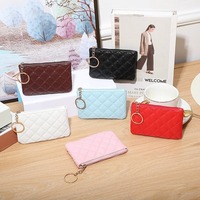 Dompet koin kulit PU portabel koin Wanita Fashion murah kustom pabrik tas penyimpanan warna murni