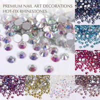 Kristal Kuku AB Non Hot Fix, Rhinestone Kaca Elektroplating Warna AB, Kristal Rhinestone Flatback Longgar untuk Kerajinan DIY