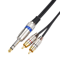 Câble audio en gros d'usine 6,35 mm vers double RCA, câble répartiteur en Y mono TS 1/4 pouce vers 2 RCA mâles pour amplificateur, mixeur, haut-parleur
