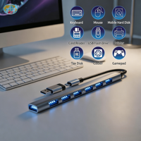 Hub USB 3.0/2.0 7-en-1 en gros, adaptateur multi-ports USBC 4-7 ports, hub OTG USB/Type-C de charge pour accessoires d'ordinateur portable