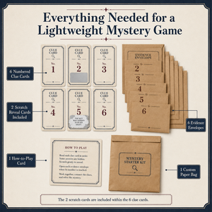 Kit de Tarjetas de Clue Raspables Personalizadas para Detectives con Sobres, Impresión de Juego de Misterio para Fiestas, Salas de <span class=keywords><strong>Escape</strong></span> y Marcas de Eventos - Product Image 6