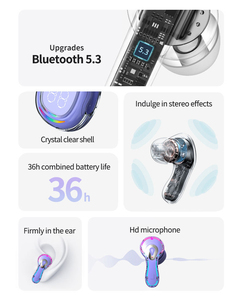 Air40 TWS Mini Auricolari Bluetooth Wireless Trasparenti con Display a Colori, Audio Stereo Intelligente, Funzione Vivavoce e Gaming - Product Image 3