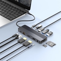 Base de Conexión USB C 12 en 1 con Dos Puertos HDMI 4K 60Hz, Carga PD de 100W, Puertos USB-C/A de 10Gbps, Lector de Tarjetas SD/Micro