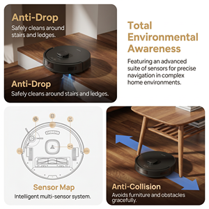 PT20-C800 Robot Vacuum Cleaner 18000Pa Suction LDS Laser Navigation Auto Dust Collection Anti-Collision Sweep <b>Mop</b> Pet - Product Image 4