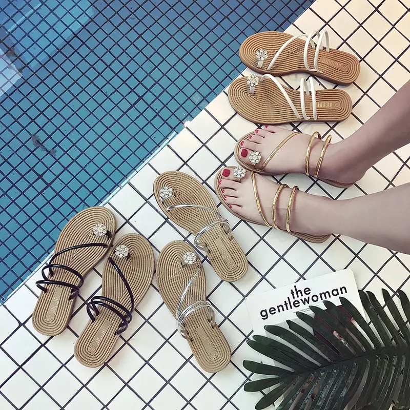 Bling Rhinestone Women's Slippers Flip-flops Ladies Beautiful Summer Beach Slide Slippers Sandals Shoes New Designer Dropship