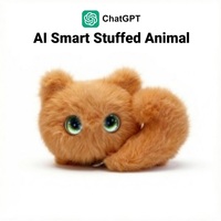 Sac en peluche chaton intelligent à œil électronique IA, œil de 0,71 pouce avec connexion Wi-Fi, jouet interactif Chat GPT pour enfants