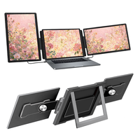 Moniteur portable de 14 pouces avec type C, support rotatif à 360 degrés et écran triple pour ordinateur portable, Full HD 1920x1080
