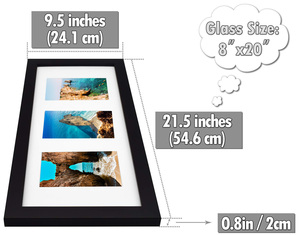 8x20 gỗ màu đen gallary khung hình với trắng Mat cho ba 5x7 hình ảnh của tường gắn trang trí nội thất - Product Image 3