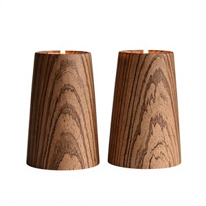 Porte-bougies en bois poli, finition naturelle, écologique, porte-bougies à la cire de bougie, fait main, centre de table décoratif - Product Image 6