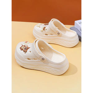 Lindos Zuecos de Verano para Mujer, Color Beige, Suela Gruesa de EVA Antideslizante, Sandalias Cerradas con Plataforma para Aumentar la Altura, Tallas 35-40 - Product Image 2