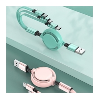 Câble de données chargeur Usb C multi type C de voiture rose de haute qualité rétractable 3 en 1 charge pour câble de charge Iphone