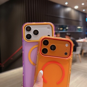 เคสโทรศัพท์แม่เหล็กแบบด้านกึ่งโปร่งแสง สำหรับ iPhone 17 14 15 16 Pro Max ขอบตัดสี ป้องกันการกระแทก - Product Image 6