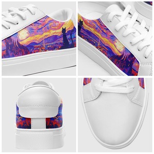 Chaussures décontractées blanches pour hommes et femmes, printemps-automne 2025, nouvelles baskets imprimées, tige en microfibre, lacets, respirantes, durables - Product Image 4